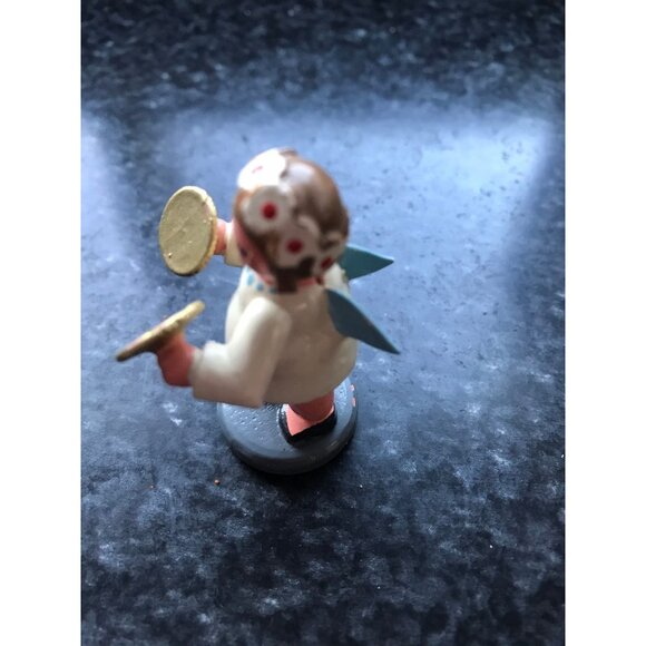 Vintage Christmas Wooden Music Angel Playing The Cymbals Erzgebirge Made In Germ - Picture 2 of 8